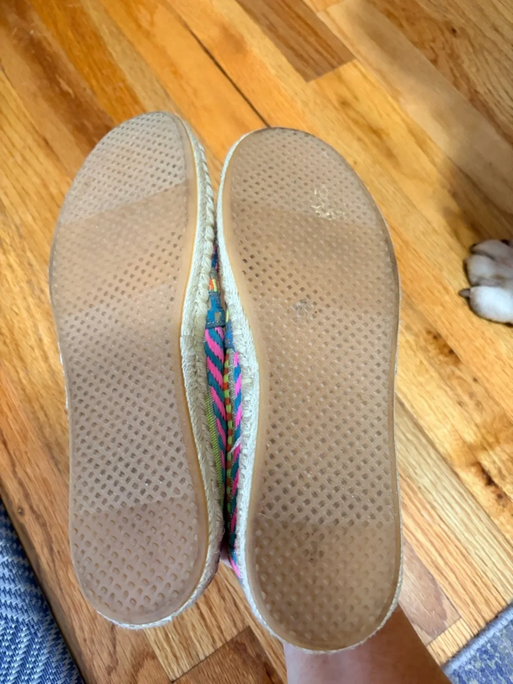 TOMS Neon Pink and Turquoise Multicolor Woven Espadrilles